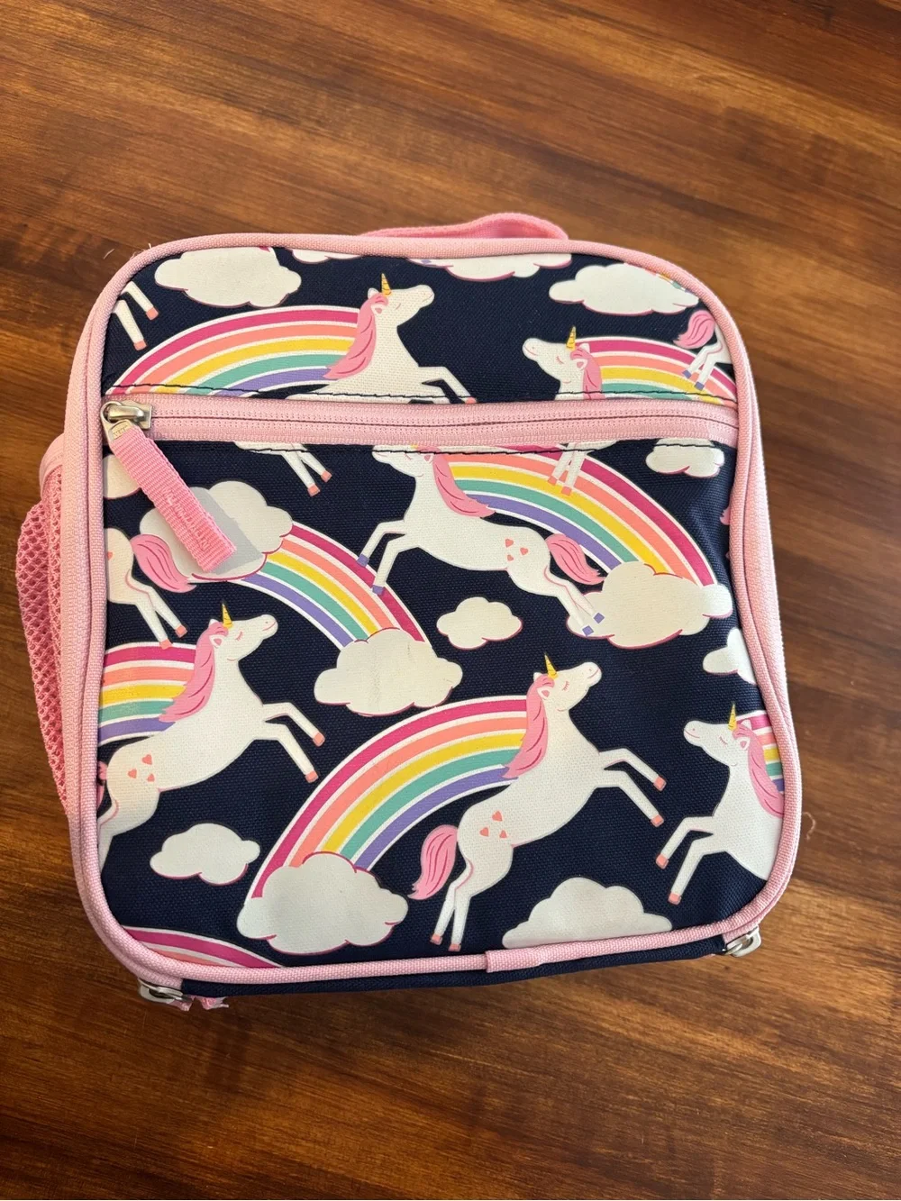 Pottery Barn Kids Unicorn Rainbow Lunch Tote - Pink & Navy